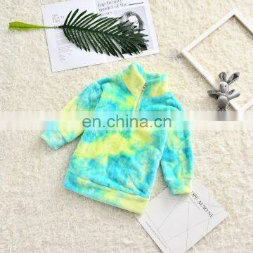 RTS Rainbow Tie Dye Clothes Casual Fuzzy Fleece Coat Girls Outerwear photo-4