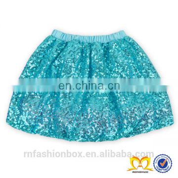 Latest Turquoise Sequin Skirt Design Pictures Baby Girl Batik Wrap Skirts Kids Party Wear Skirt Design