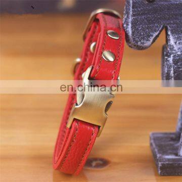 Custom Strong Metal Buckle Luxury Real Leather Dog Collar photo-4