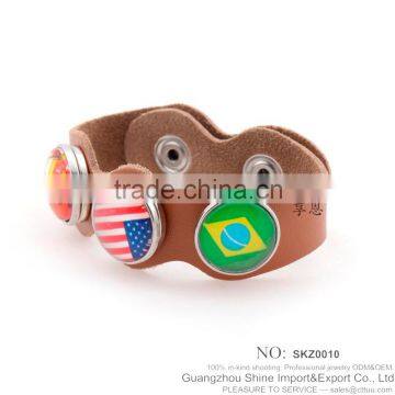 Hot Sale Real Genuine Leather Bracelet With Snap Button Bracelet photo-4