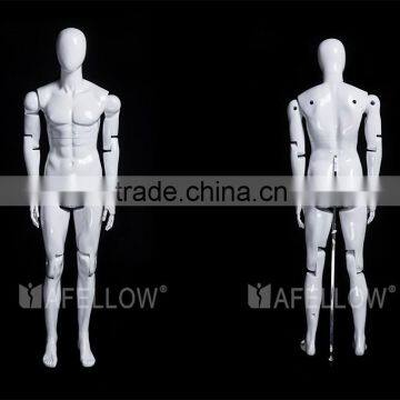 fiberglass glossy white male egg head movable mannequins