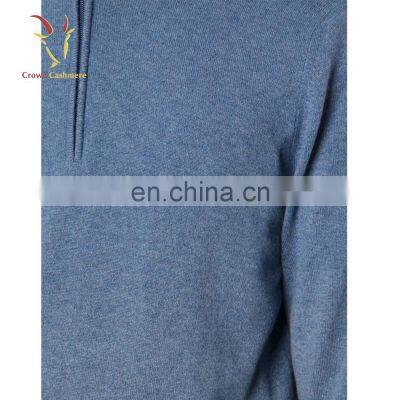 Merino Wool Men's Stand Collar Sweater 1/4 Zip Cashmere Pullover Sweater photo-5