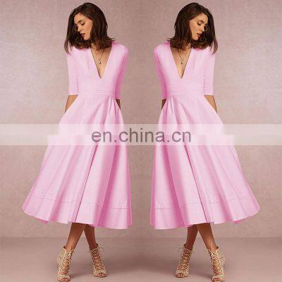 Formal Batwing Sleeve Evening Casual Gown Split Sleeves Smocked Elegant Cocktail Long Maxi Dress photo-3