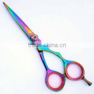 Razor Edge Hair Scissors Rainbow Titanium Coated 5.5"