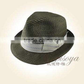 100%Paper straw hat deep green unisex hat cool knitted top hat