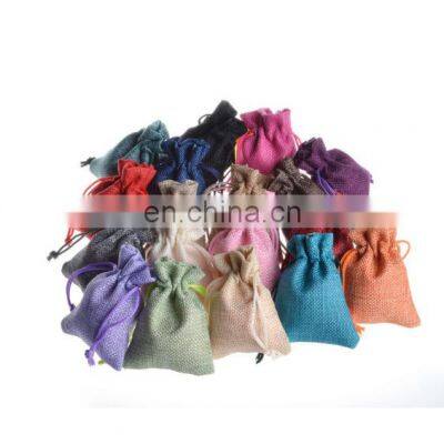 Custom small cheap plain burlap drawstring coffee bag round bottom gunny jute packing bag