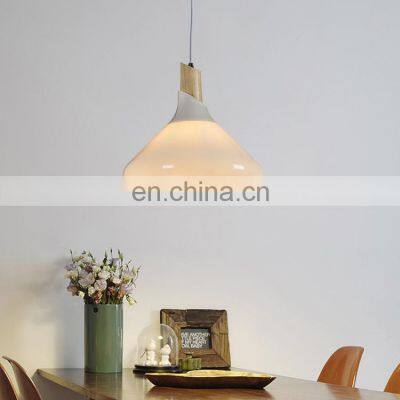 HUAYI New Design Iron Wood Glass Indoor Bedroom Living Room 60w Modern Hanging Pendant Light photo-4