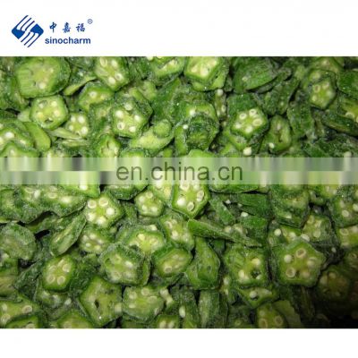 Sinocharm BRC-A Approved  IQF Okra  Cut Frozen Okra