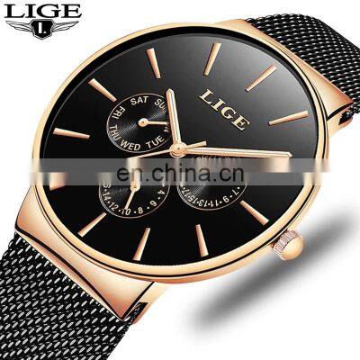 LIGE 9868 Men Quartz Watch Waterproof Ultra Thin Sports Casual Wrist Watches For Men Dropshipping Watch