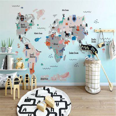 Custom 3D Modern Fresh Cartoon Sports World Map Background Mural Wallpaper for Kids Room Custom Children School Decor Wall Paper Drop Ship