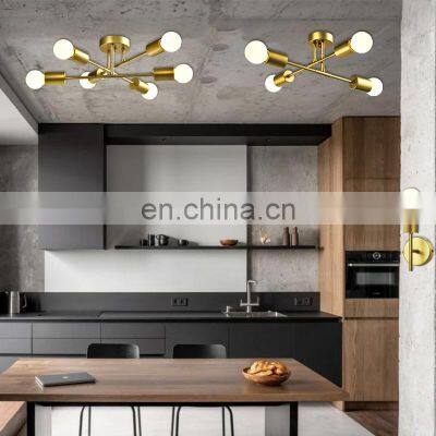 HUAYI High Efficiency Gold 60w Iron Indoor Decoration Bedroom Hotel Home Wall Mounted Simple E27 Wall Lamp