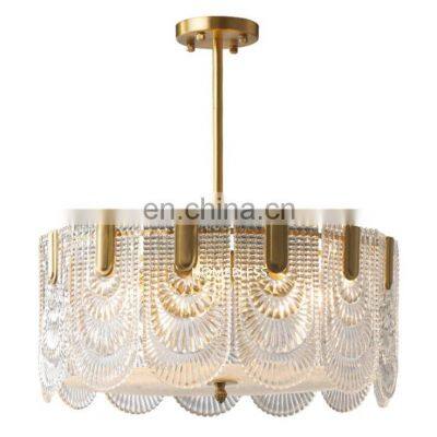 New Luxury Bedroom Living Room Pendant Light Crystal Chandelier Round Pendant Lights All-Copper Lamps