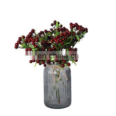 Wholesale Manufacture Fruits Wedding Bride Bouquet Beauty 8 Branches Silk Touch Artificial Flowers Plant Berries Home Decoration