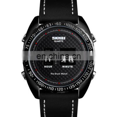 Skamei 1516 Brown Brand Logo Watches Genuine Leather Business Man Watch