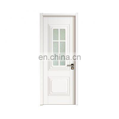 White frosted glass door Composite wood doors with simple Grid deign