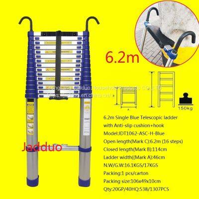 Single Blue Telescopic Ladder With Hook+Anti-slip Cushion photo-4