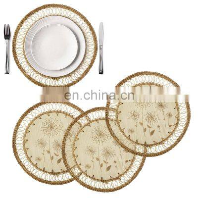 Rattan Placemat Mixed Printing Wood Plate Suitable for wall decor basket wholesale Handwoven in Vietnam