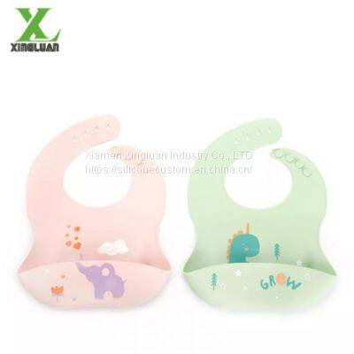 Wholesale Bpa Free Silicone Adjustable Waterproof Food Catcher Baby Silicone Feeding Bibs photo-3