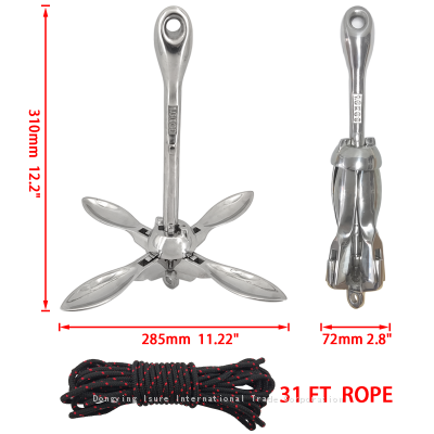 ISURE MARINE 1.5kg/3.3 Lbs Marine Kayak Fishing Anchor Kit Folding Anchor System For Kayak Canoes photo-3