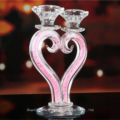 Heart Shaped Crystal Candle Holders Wedding Anniversary Table Centerpieces Glass Candelabra Candlesticks photo-2