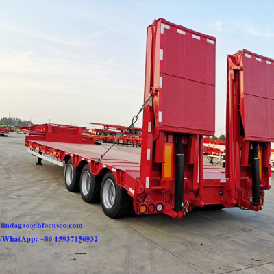 Multi axles low bed trailer with hydraulic lifting suspension,Easy Low Bed Trailer Transport - Lowest possible loading height