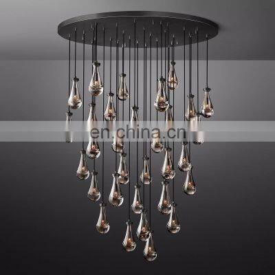 Modern Blown Glass Rain Drops Chandelier for Kitchen and Bedroom photo-4