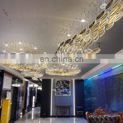 Villa Wedding Hall Hotel Custom Glory Glass Chandelier Banquet Hall Creative Art Glass Hanging Pendant Light Chandelier