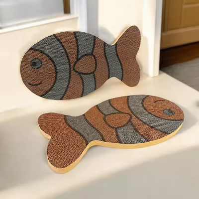 Meow Love Custom Shape Fish Design Cardboard Anti-Scratch Stress Relieve Durable BB Flute Corrugated Paper Clownfish Cat Scratcher photo-4