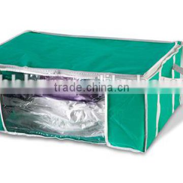 canvas storage box with vacuum bag inside to save space