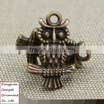 DIY zinc alloy jewelry ancient bronze owl pendant