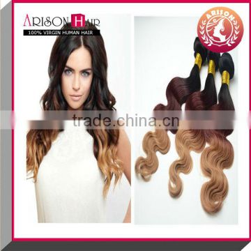 Wholesale price 100% brazilian 3tone body wave ombre hair weaves