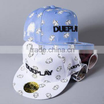 Fresh Color Letter DUEPLAY Embroidery Mushroom Cloud Printed Flat Cap Snapback