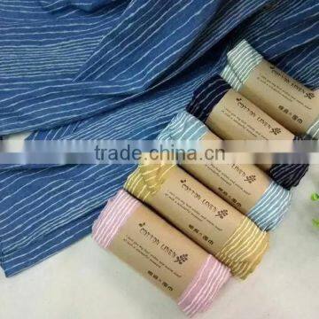 Wholesale Fall Winter Cotton Linen Striped Fashion Woman Scarf