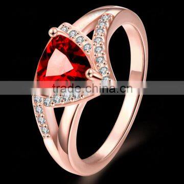 KZCR210 Brass Material Red Zircon Ring Gold Jewelry photo-2