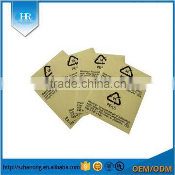 Custom Reclyed PE-LD Warning Waterproof Adhesive Label Sticker photo-2