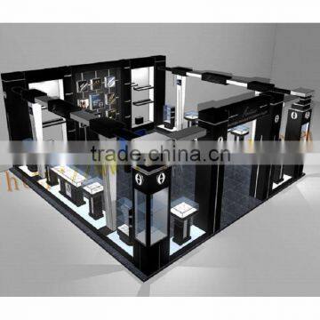 Beautiful Pure black Watch display showcase/mall watch display furniture/glass display showcase for watch