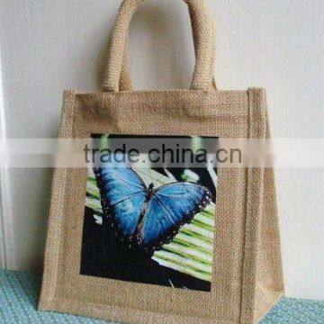 hot sale fashion butterfly printing jute bags wholesale