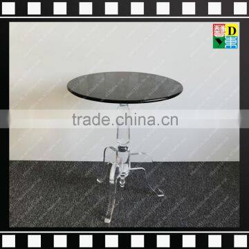 Modern Elegant Clear Acrylic Base and Round Marble Top Coffee Table