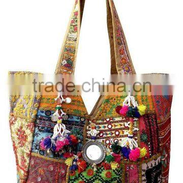 Vintage banjara bag boho gypsy tribal ethnic tote shoppers extra large size zari embroidery