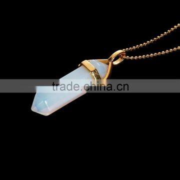 Gorgeous 1pcs White Opal Gold Plated Fashion Jewelry Necklace Pendant (Chain is not Included)