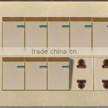 Eight Gang Two Socket Wall Switch