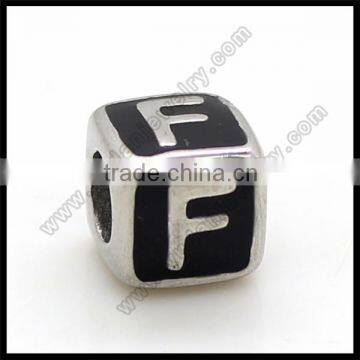 stainless steel loose beads single letter alphabet beads