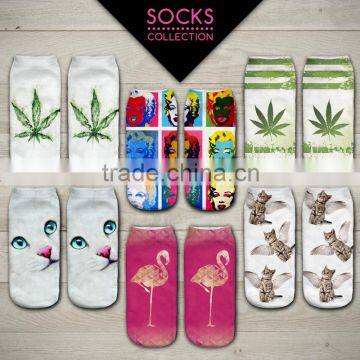 new design sock high quality 3d digital full print colorful ankle socks sports