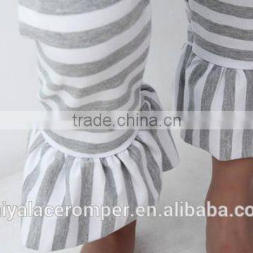 Classical Two Pieces Infant Kids Clothing Gray Ruffle Striped Shorts Newborn Baby Kids Gift Set Hot Sell Baby Girl Fall Cotton photo-6