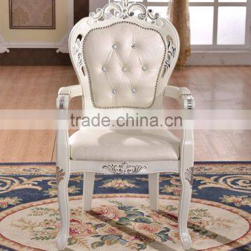 Upscale leather solid wood armchair antique wood armchair