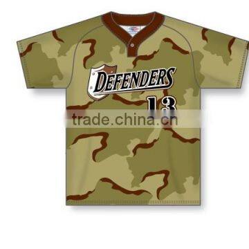 Custom Sublimated Half Sleeves One Button Defenders Camo Jersey/T-Shirt made of Moisture Wicking Cool Polyester fabric