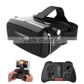 Shinecon VR Virtual Reality 3D Glasses Headset Oculus Rift Helmet Video for 3.5'-6.0' Smartphone Google Cardboard DK2 + Gamepad