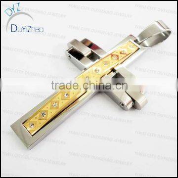 stainless steel large gold inlay cross pendants