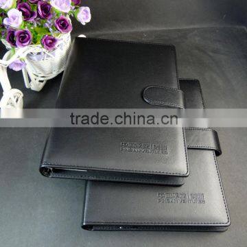A5 black pu leather custom business notebook with magnetic closure