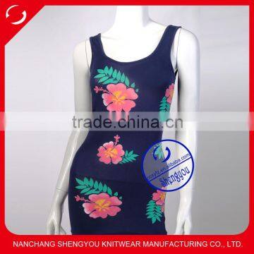 custom wholesale 95% cotton 5% spandex full printed womens tank top